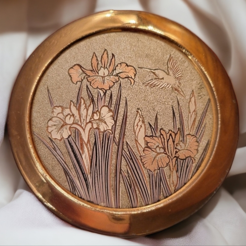 Vtg 24k Gold & Silver Dynasty Gallery Original Chokin Collection Trinket Box